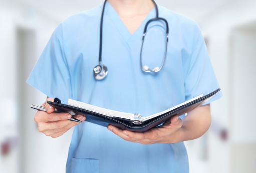 Nurse holding an open folder