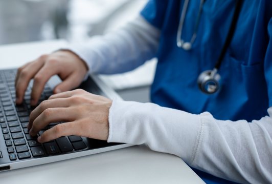 Nurse using a laptop