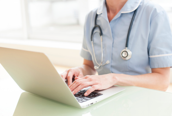 Nurse using a laptop