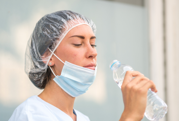 Nurse drinking water