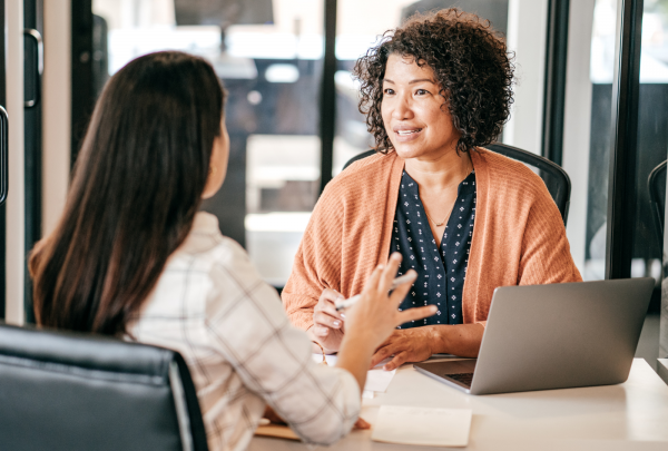 Woman conducting an interview